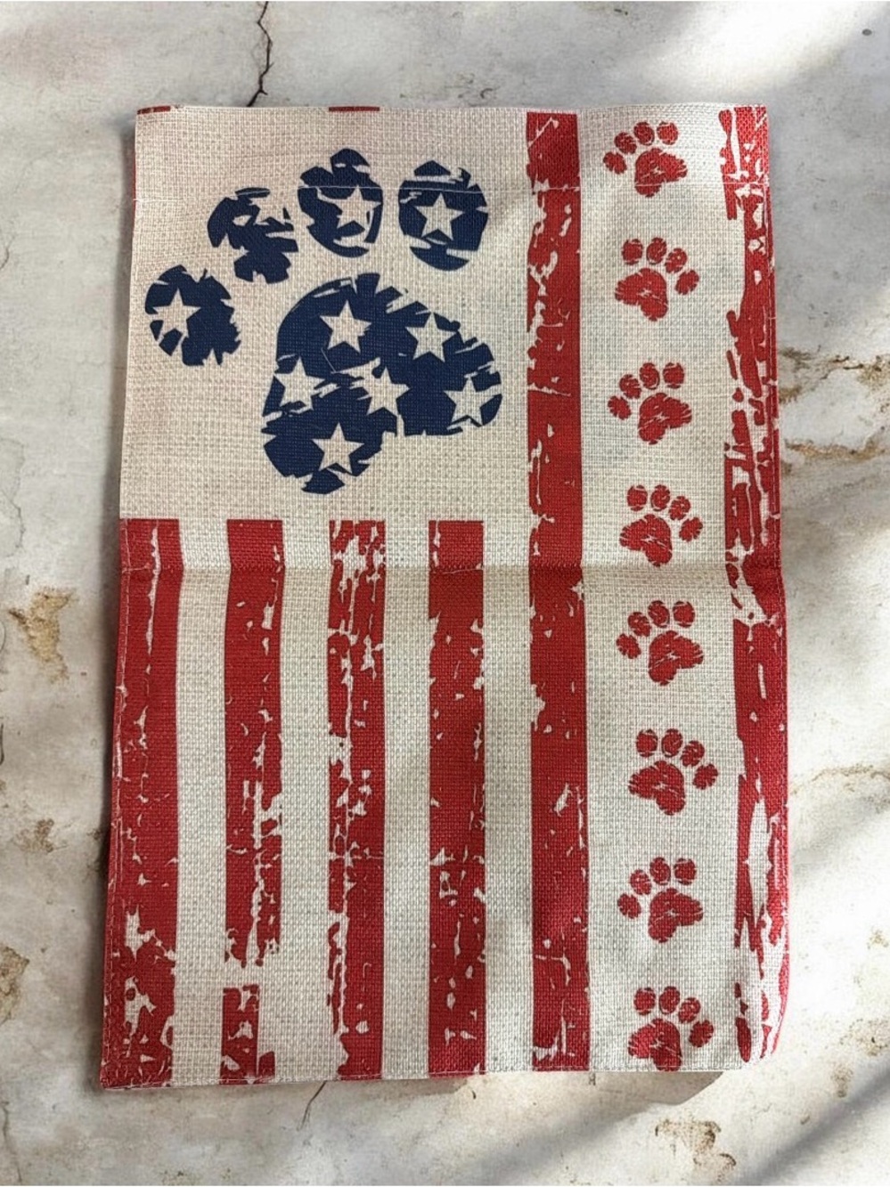 Patriotic Paw Print Canvas Garden Flag  - Red & Blue